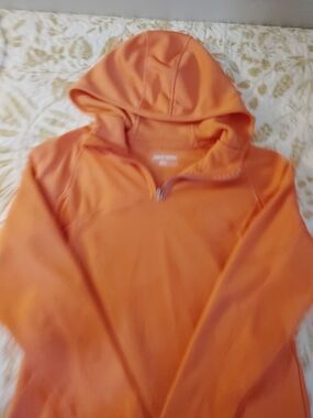 Women’s Orange Hooded Half-Zip Sweater